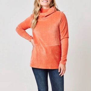 Carve Designs Collette Terracotta Ribbed Cowl Neck Tunic Size Large